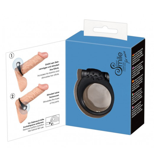 Чёрное виброкольцо для пениса Stayer