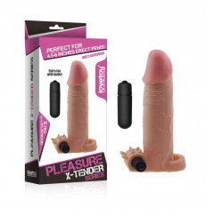 Реалистичная насадка на пенис с вибрацией и подхватом - 17,8 см.