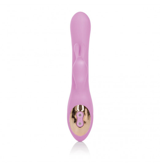 Сиреневый вибромассажер со стимуляцией клитора Katharine - 21 см.