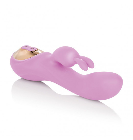 Сиреневый вибромассажер со стимуляцией клитора Katharine - 21 см.