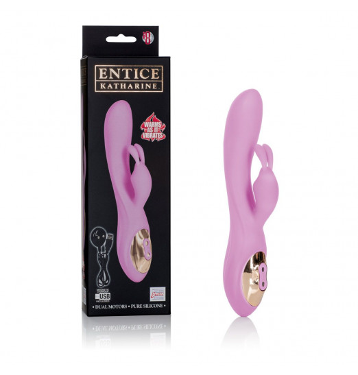 Сиреневый вибромассажер со стимуляцией клитора Katharine - 21 см.