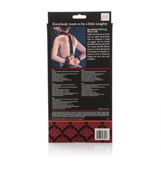 Кляп с наручниками Breathable Ball Gag With Cuffs