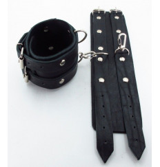 Широкие черные наручники с двумя ремешками