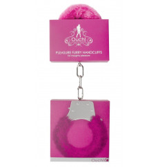 Розовые пушистые наручники OUCH! Pink