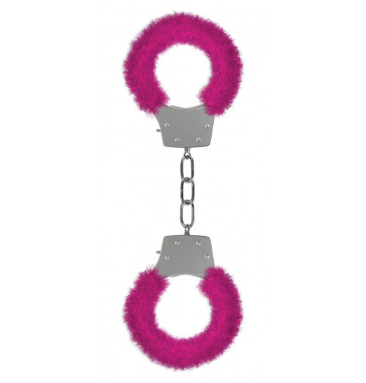 Розовые пушистые наручники OUCH! Pink
