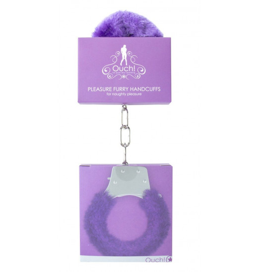 Фиолетовые пушистые наручники OUCH! Purple