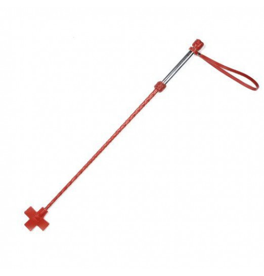 Красный стек с металлической рукоятью и крестообразным наконечником - 70 см.
