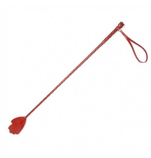 Красный кожаный стек с наконечником-ладошкой - 70 см. Красный кожаный стек с наконечником-ладошкой - 70 см.