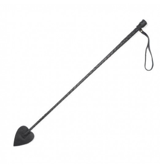 Чёрный кожаный стек с наконечником-стрелой - 70 см.