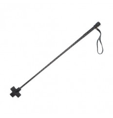 Чёрный кожаный стек с крестообразным наконечником - 70 см.