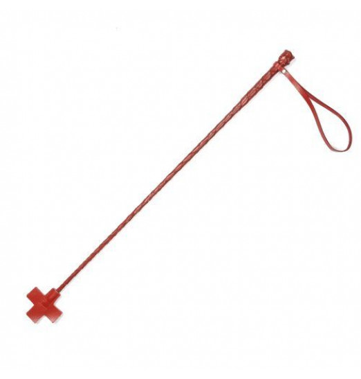 Красный кожаный стек с крестообразным наконечником - 70 см.