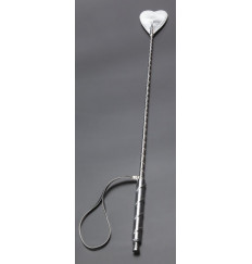 Серебристый стек с наконечником-сердцем из искусственной кожи - 57 см.