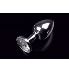 Маленькая анальная пробка с прозрачным кристаллом - 7,5 см.