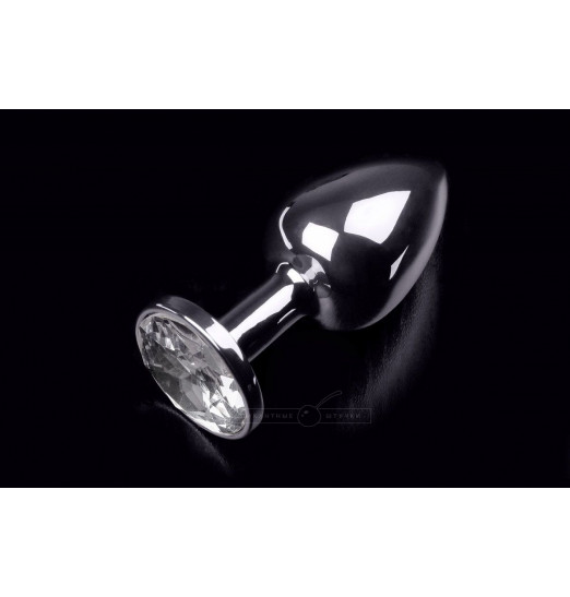 Маленькая анальная пробка с прозрачным кристаллом - 7,5 см.