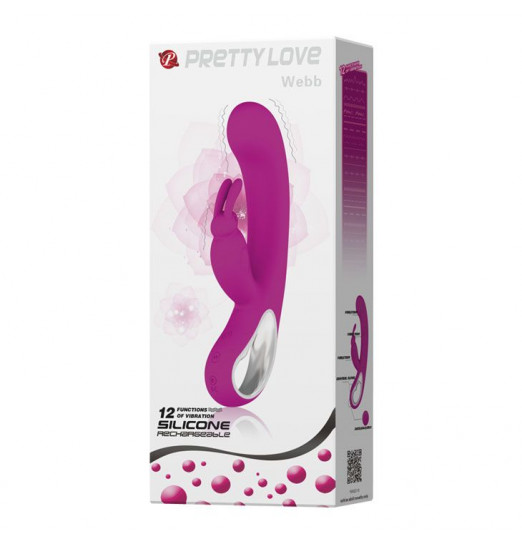 Вибратор с клиторальным стимулятором в виде зайчика Webb - 21 см.