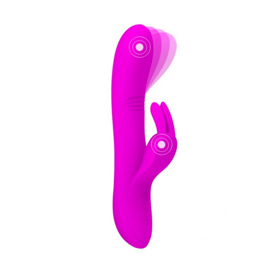 Вибратор с зайчиком-стимулятором клитора Dylan - 21,3 см.