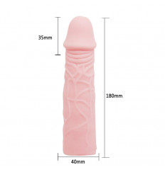 Удлиняющая насадка на пенис телесного цвета - 18 см.