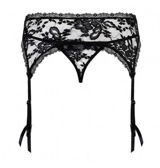 Кружевной пояс для чулок Catia в комплекте с трусиками-стринг