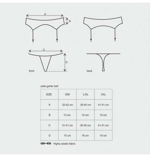 Кружевной пояс для чулок Catia в комплекте с трусиками-стринг