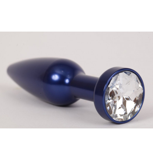 Большая синяя анальная пробка с прозрачным стразом - 11,2 см. Большая синяя анальная пробка с прозрачным стразом - 11,2 см.