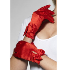 Атласные перчатки с бантом