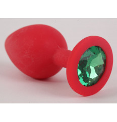 Красная силиконовая пробка с зеленым кристаллом - 9,5 см.