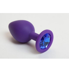 Фиолетовая силиконовая пробка с синим кристаллом - 9,5 см.