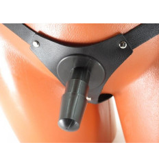 Черные кожаные трусики со штырьком для насадок