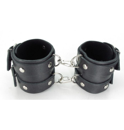 Черные кожаные оковы с двумя пряжками Черные кожаные оковы с двумя пряжками