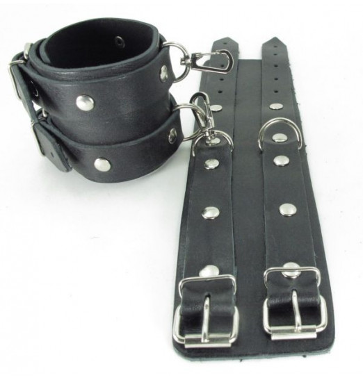 Черные кожаные оковы с двумя пряжками Черные кожаные оковы с двумя пряжками