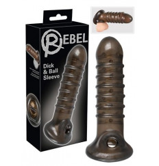 Насадка на пенис Rebel smoke с рёбрышками и отверстием под мошонку