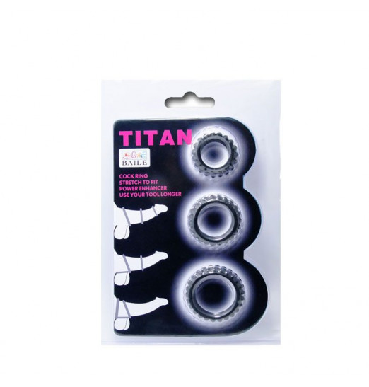 Набор из 3 ребристых эреционных колец TITAN Набор из 3 ребристых эреционных колец TITAN