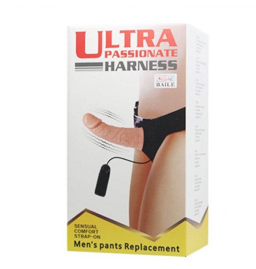 Реалистичный полый фаллоимитатор на трусиках Ultra Passionate Harness - 15 см.
