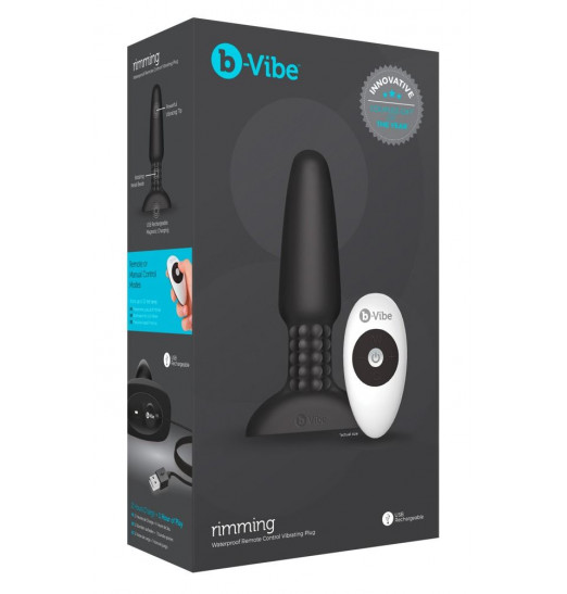 Чёрная вибровтулка с ротацией шариков RIMMING REMOTE CONTROL PLUG BLACK - 15,2 см. Чёрная вибровтулка с ротацией шариков RIMMING REMOTE CONTROL PLUG BLACK - 15,2 см.