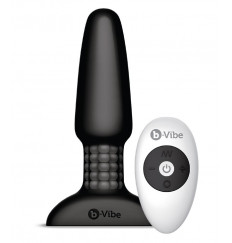 Чёрная вибровтулка с ротацией шариков RIMMING REMOTE CONTROL PLUG BLACK - 15,2 см.