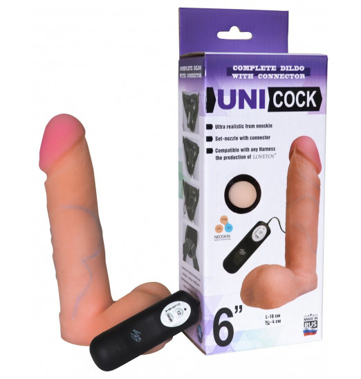 Фаллическая насадка Харнесс UNICOCK 6  с вибрацией - 18 см.