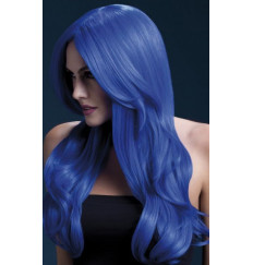 Синий парик с длинной челкой Khloe