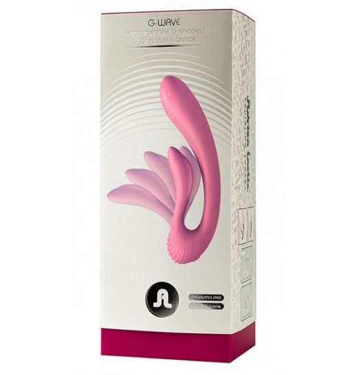 Розовый вибромассажёр G-wave с гибким клиторальным отростком - 18 см.