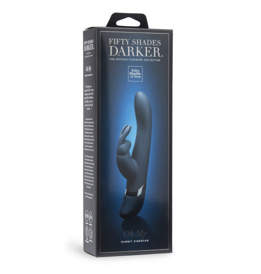 Тёмно-синий вибратор Oh My USB Rechargeable Rabbit Vibrator - 25,4 см.