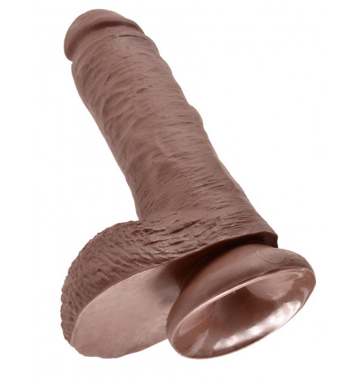 Коричневый фаллоимитатор 8  Cock with Balls - 21,3 см.