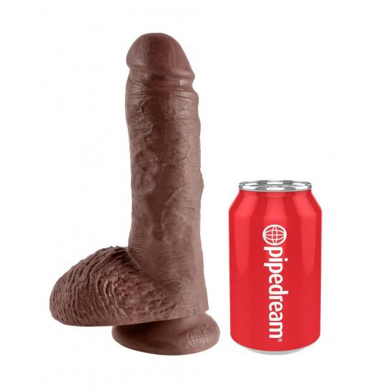 Коричневый фаллоимитатор 8  Cock with Balls - 21,3 см.