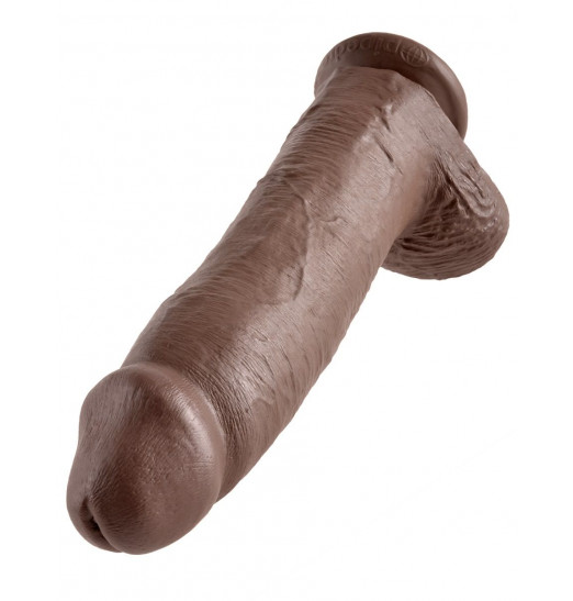 Коричневый фаллоимитатор-гигант 12  Cock with Balls - 30,5 см.