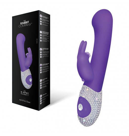 Фиолетовый вибромассажёр The G-spot Rabbit с украшенной стразами рукоятью - 22 см.