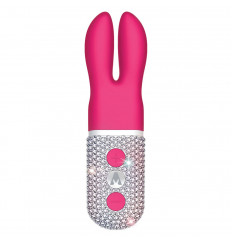 Розовый вибратор с ушками The Pocket Rabbit, украшенный кристаллами