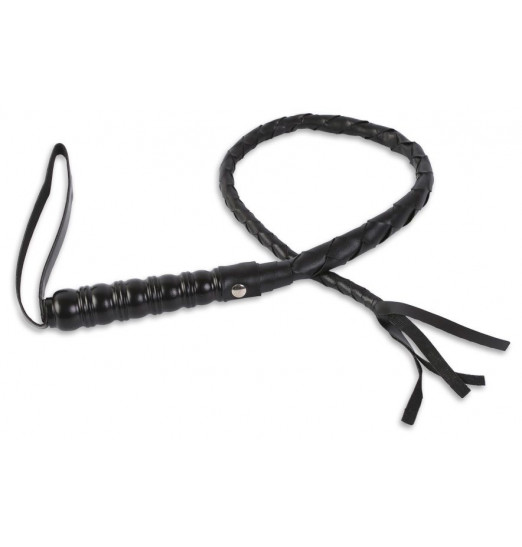 Черный кнут с витой рукояткой - 97 см.