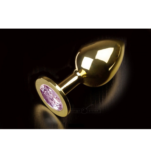 Большая золотая анальная пробка с закругленным кончиком и розовым кристаллом - 9 см. Большая золотая анальная пробка с закругленным кончиком и розовым кристаллом - 9 см.