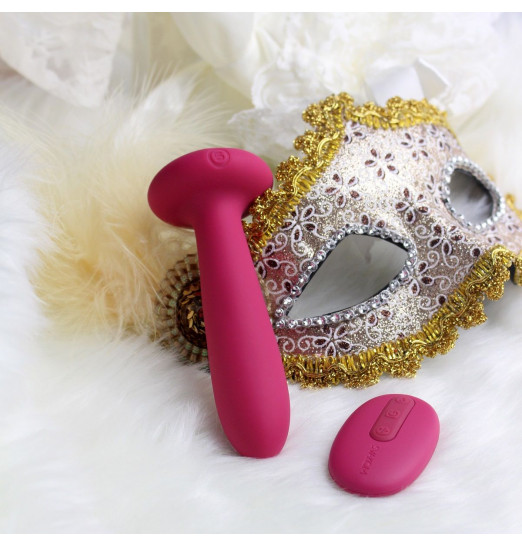 Сливово-розовый анальный вибростимулятор Primo с функцией нагрева - 12 см.