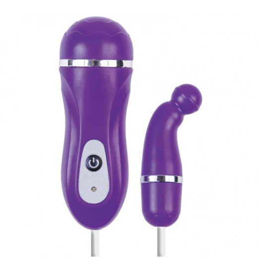 Фиолетовый вибростимулятор с загнутым кончиком