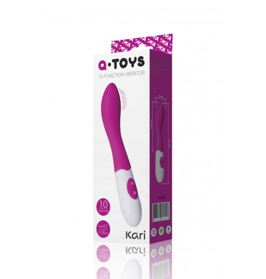 Ярко-розовый вибростимулятор G-точки  из мягкого силикона Kari - 19,2 см.