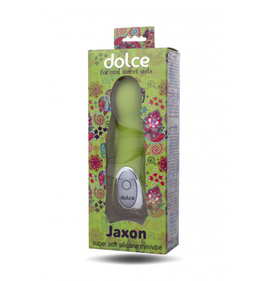Нежно-зелёный вибратор Dolce Jaxon - 12,5 см.